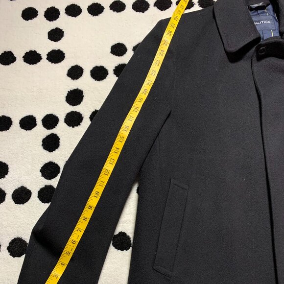 Nautica Overcoat Slater Mens 42R Black Wool Cashmere Trench Coat Jacket - Picture 16 of 16